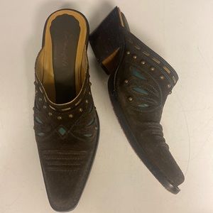 Cole Haan Brown Suede Cowboy Mule Shoes Size 7.5B